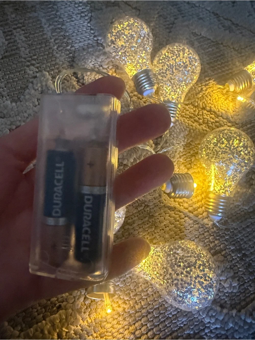 Warm White Crackle Bulb String Lights AA battery operated